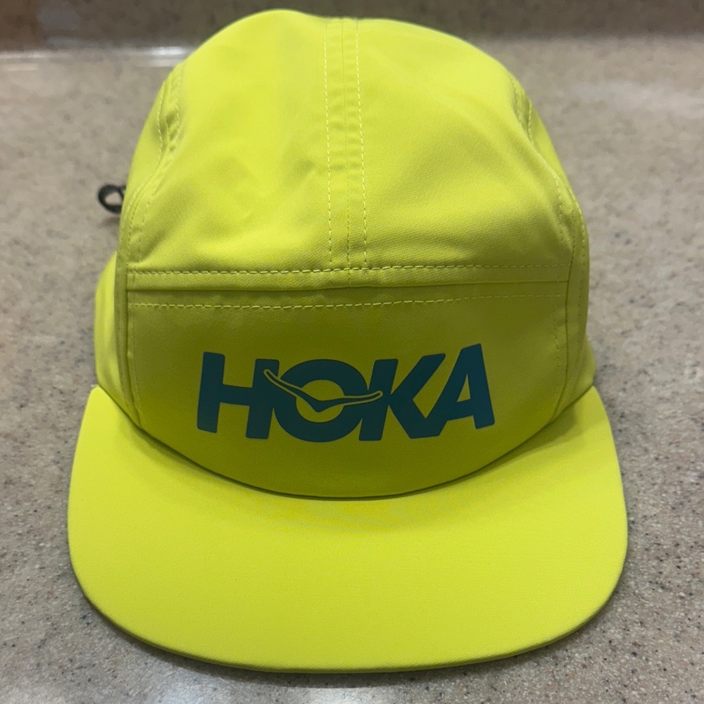Hoka Neon Yellow Cap with Blue Logo
